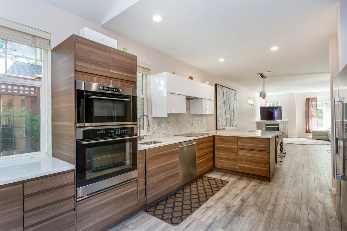 Contemporary kitchen design in a remodeled home.